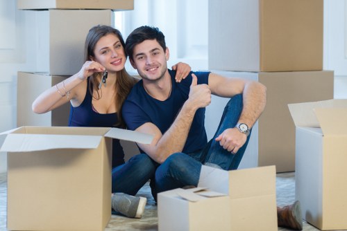 Commercial moving team planning a relocation in Notting Hill street